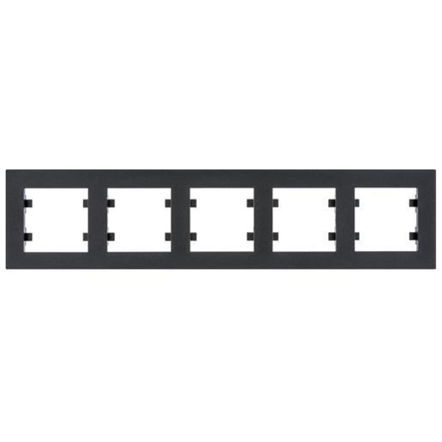 Рамка 5-постовая Hager Lumina-Intens горизонтальная 371,4х87,4х10,4 мм Черный (WL5753)