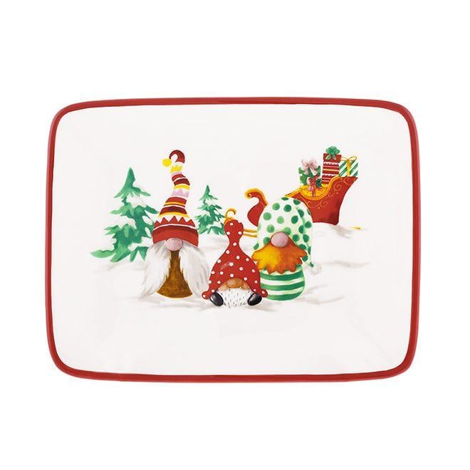 Блюдо керамічне Flora Різдвяні Гноми 20,5х15,5 см (32793)