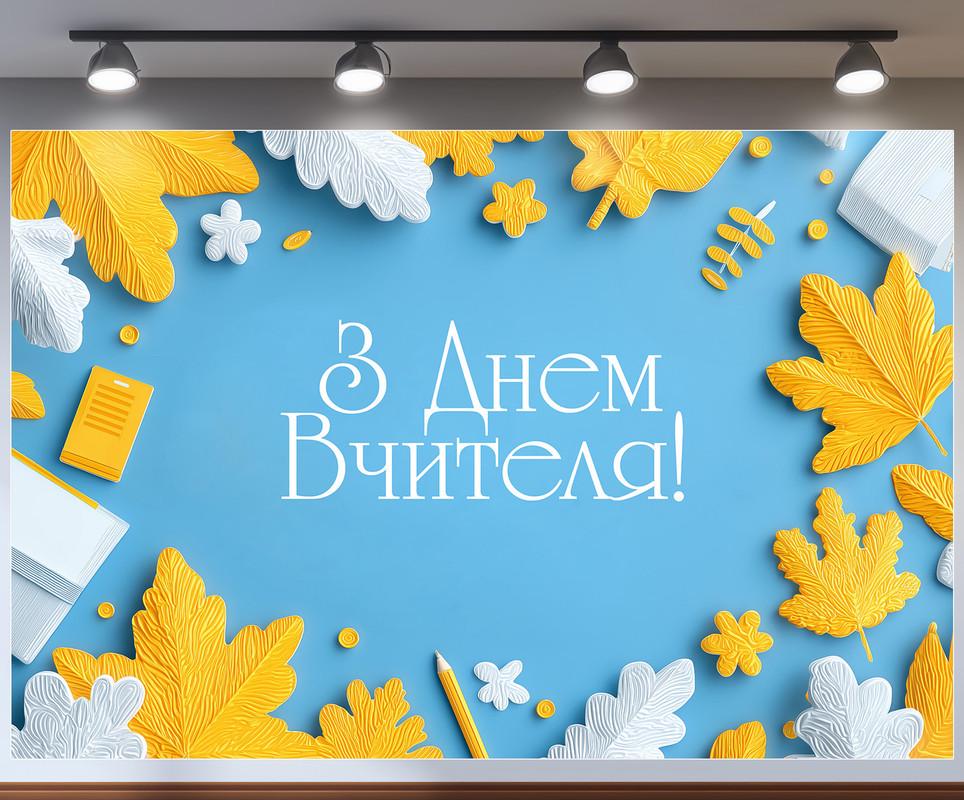 Банер для фотозони для шкільного свята "День вчителя" 240х160 см №41354