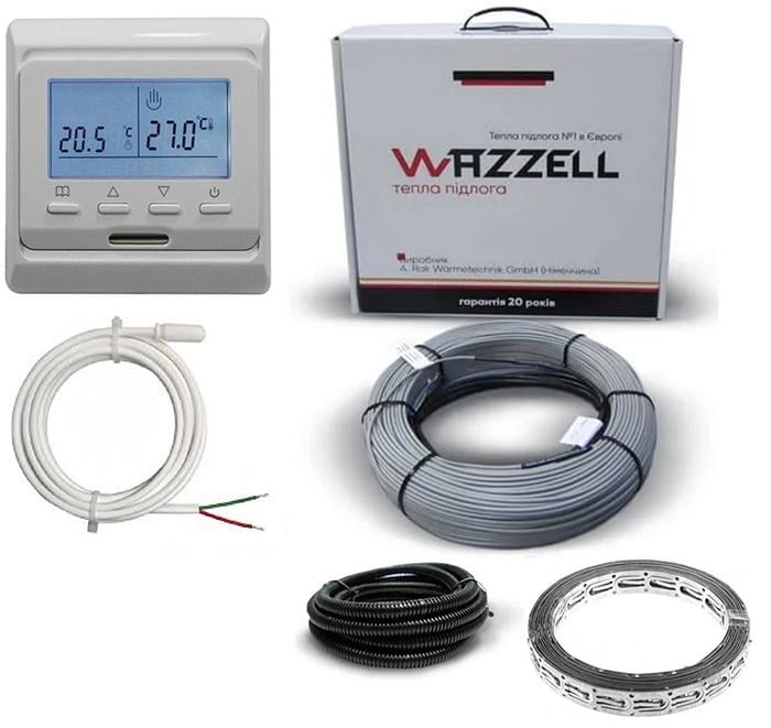 Кабель двухжильный Wazzell EasyHeat 1200 Вт 60 пог. м 6-7,5 м2 с программируемым терморегулятором
