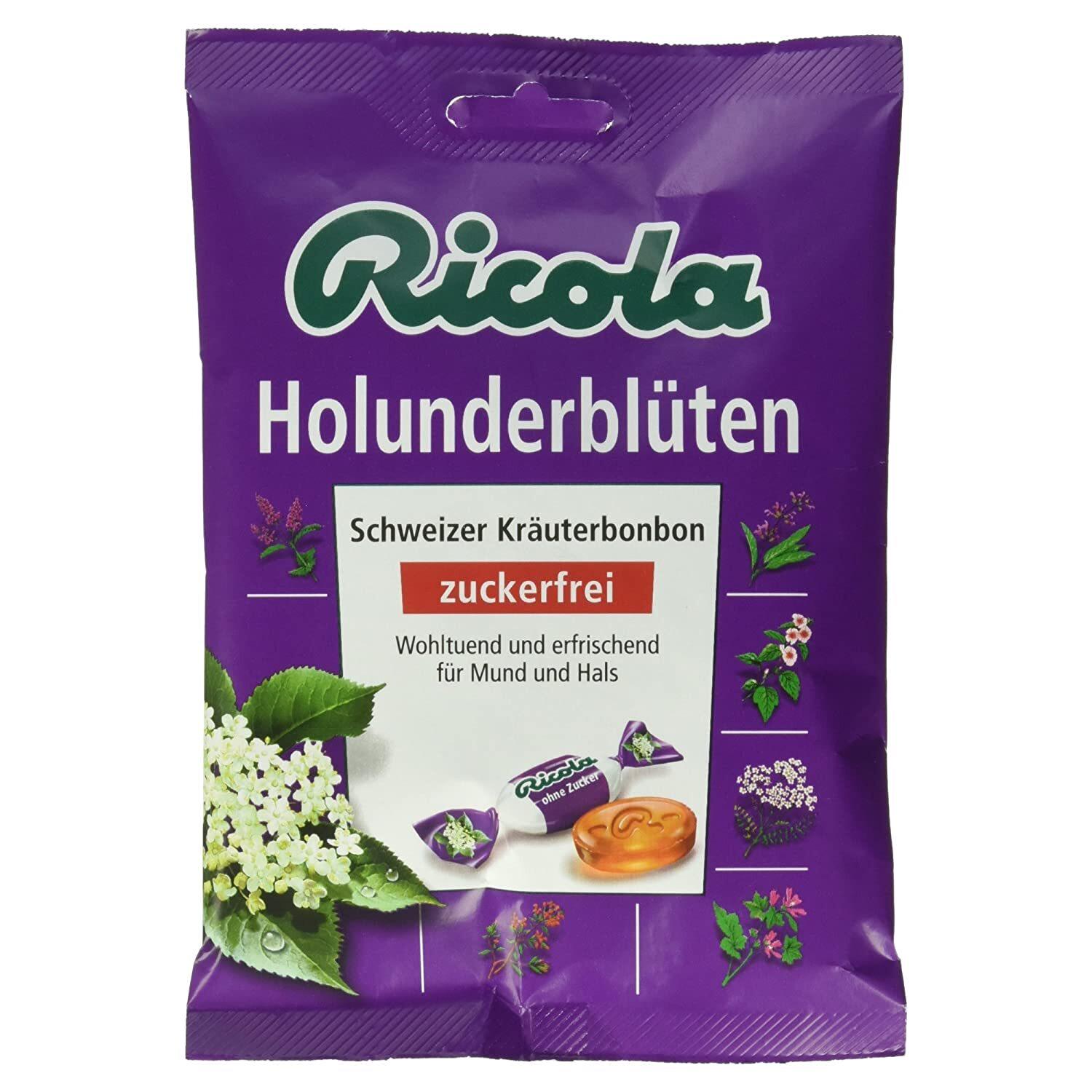 Льодяники Швейцарські трави Ricola Holunderblüten Квіти бузини 75 г PK10 (P-6910806231264)