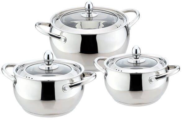 Набір каструль з нержавіючої сталі Maestro Jambo Apple 6 пр. з індукційним дном (MR-3509-6М)