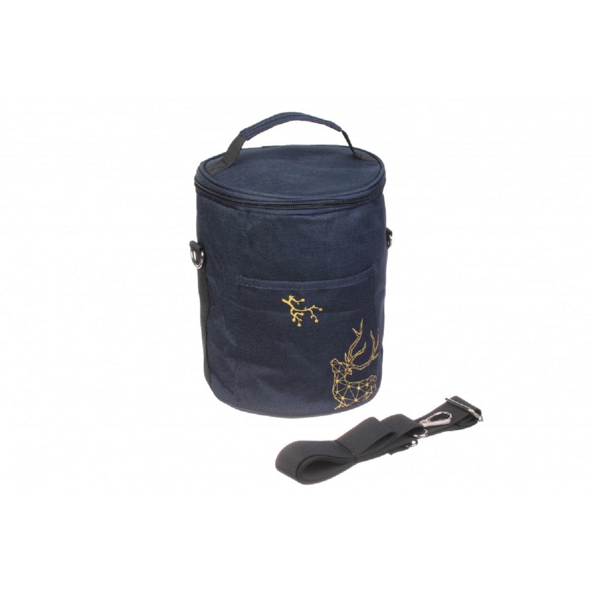 Термосумка Олень круглая с наплечным ремнем Синий - фото 5