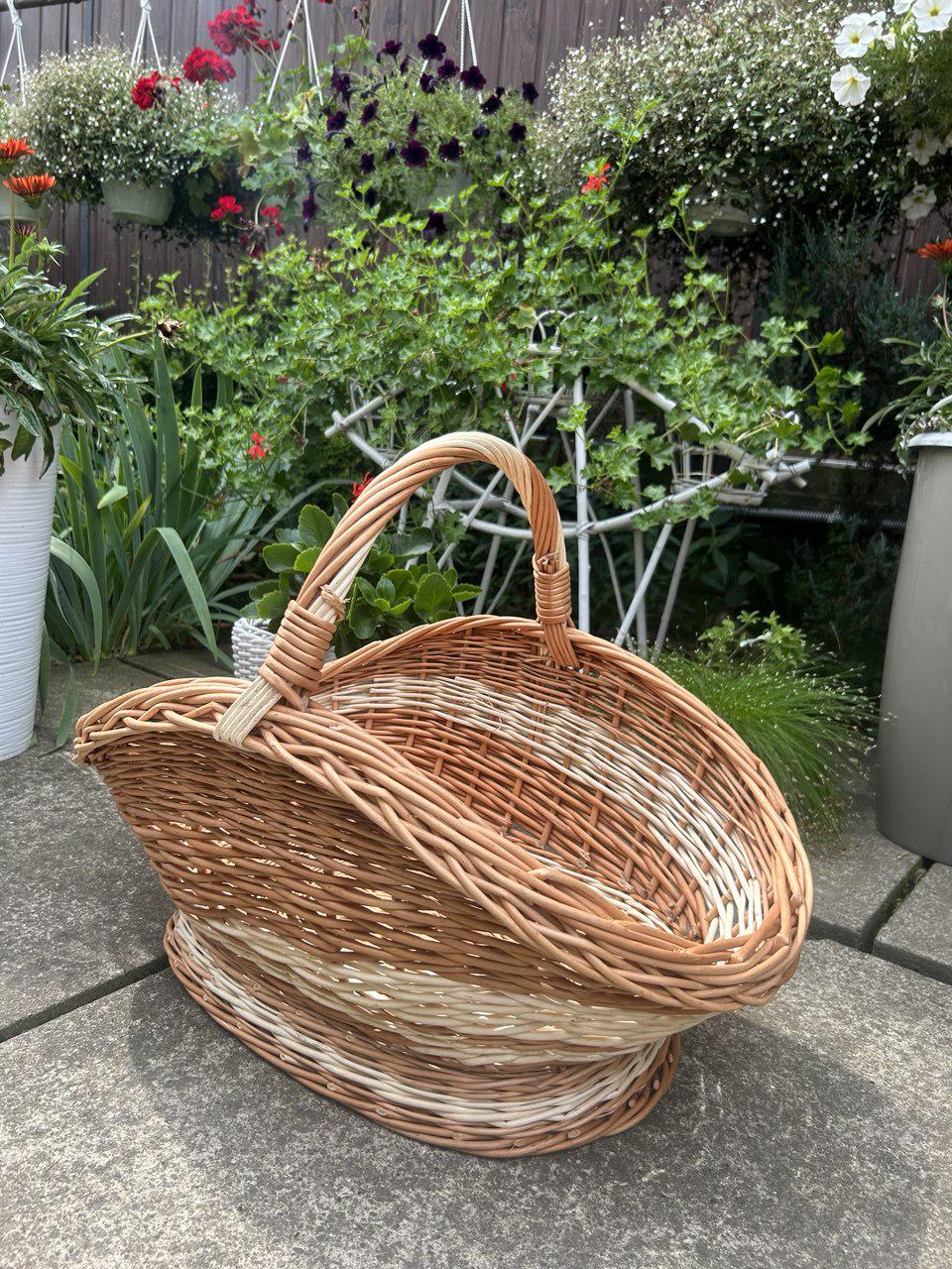Корзина широкая плетеная из лозы Сімейний Затишок Белый/Коричневый - фото 2