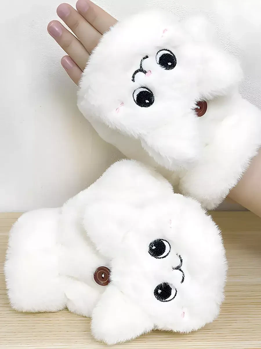 Рукавички зимові без пальців Jsstore Котик One Size Білий (2465527718) - фото 7 Рукавички зимові без пальців Jsstore Котик One Size Білий (2465527718) - фото 7