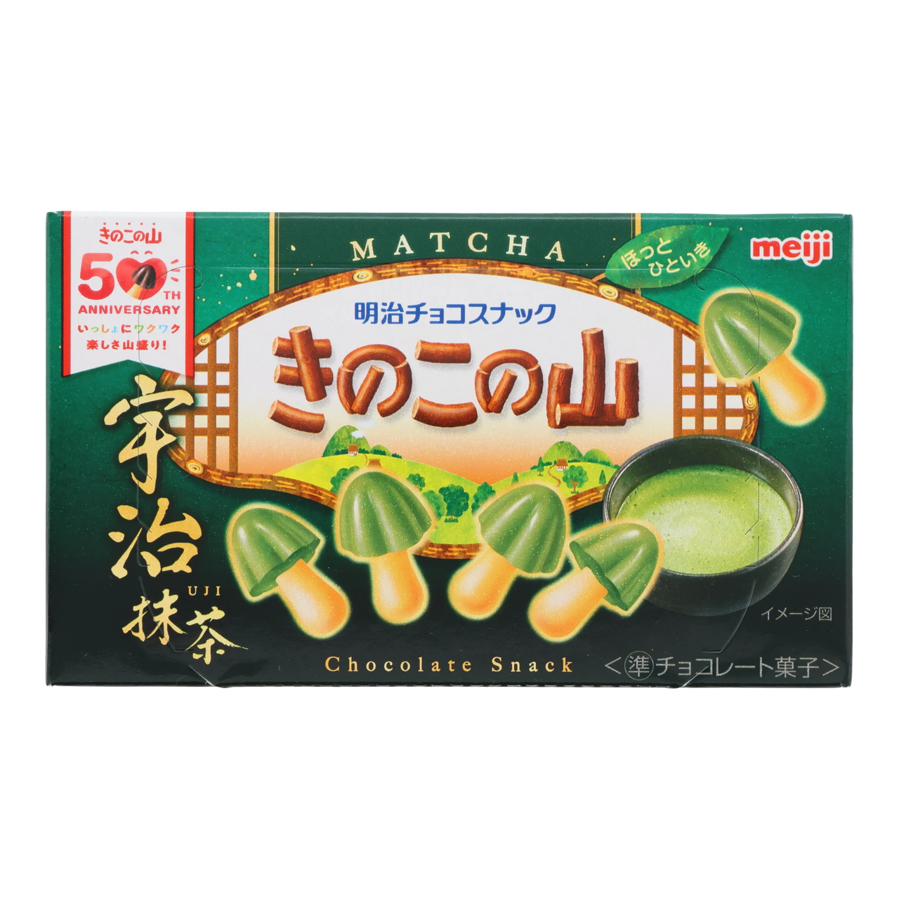 Печенье в шоколаде Meiji Kinoko no Yama Uji Matcha с матча 64 г
