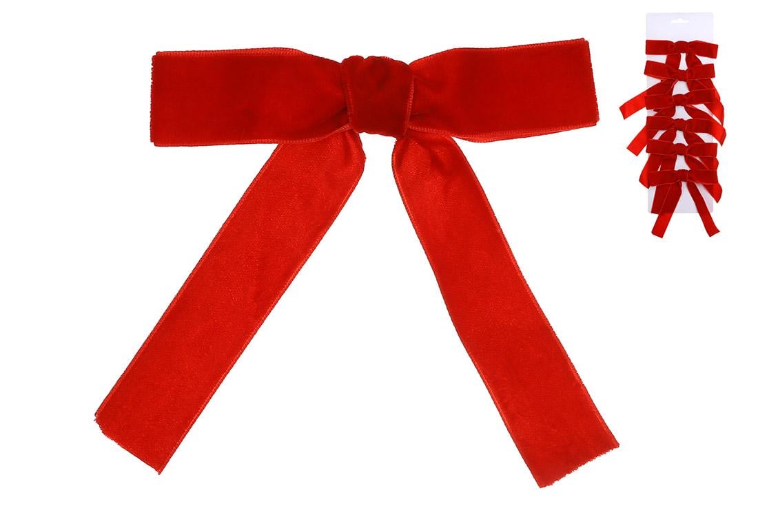 Набір червоних оксамитових бантів 6 шт. 13х17 см (821-311)