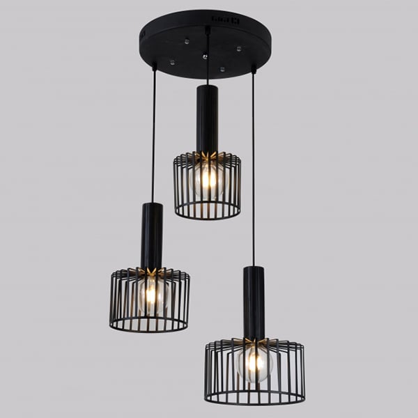 Люстра Flora на 3 лампи з металевим абажуром Чорний (ZW056/3)