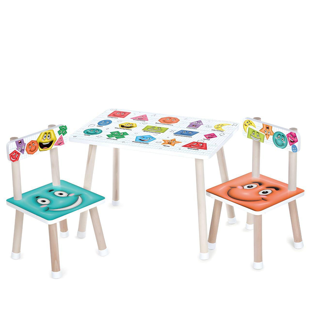 Детский стол Bambi M 501-4 деревянный с двумя стульчиками геометрические фигуры и эмоции (24727604) Детский стол Bambi M 501-4 деревянный с двумя стульчиками геометрические фигуры и эмоции (24727604)