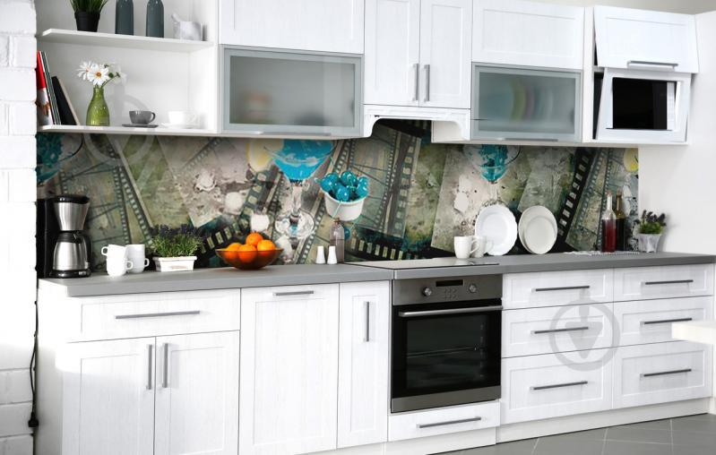 Скинали на кухню Zatarga «Голубые Гавайи» 600х2500 мм виниловая 3Д наклейка кухонный фартук самоклеящаяся