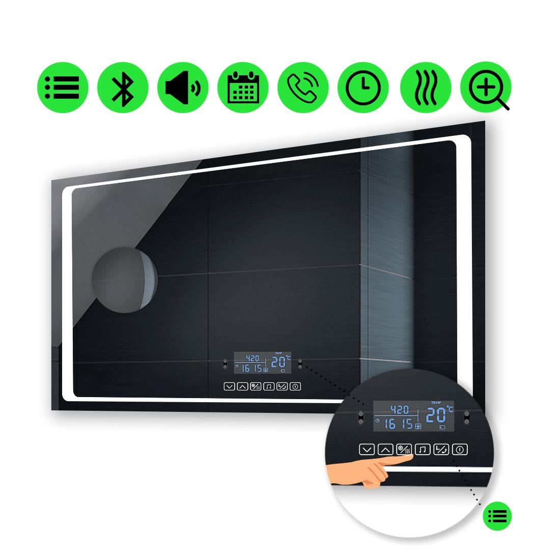 Дзеркало з LED підсвіткою Emma зі Smart-блоком 100x70 см (Emmag153)