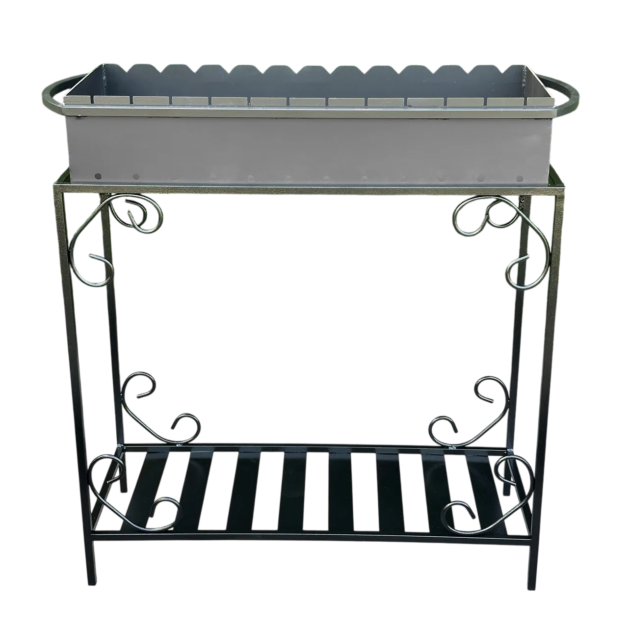 Мангал стаціонарний на дровниці Mzavod Гефест на 12 шампурів 4 мм з підсиленням жаровні Чорний (147-17-1030410100006)