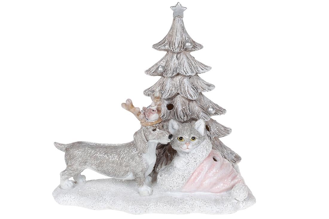 Декоративная статуэтка Bonadi с LED подсветкой Друзья 16 см Серо-розовый (707-741)