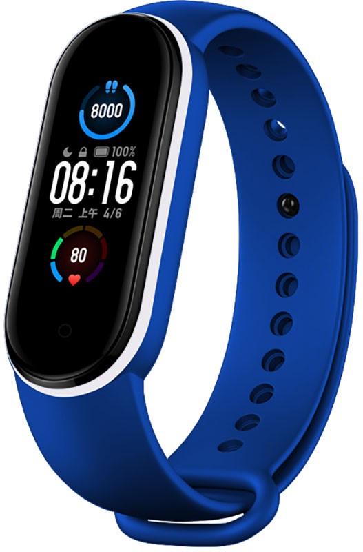 Ремінець UWatch Double Color Replacement Silicone Band Line For Xiaomi Mi Band Line 5/6/7 Blue/White - фото 2