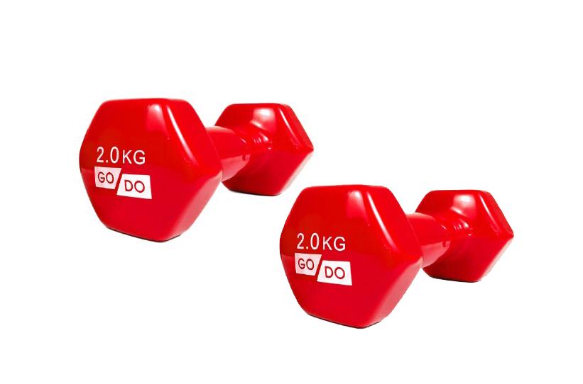 Гантели с виниловым покрытием Go Do для фитнеса йоги тренировок 2 кг 2 шт. Красный - фото 1 Гантели с виниловым покрытием Go Do для фитнеса йоги тренировок 2 кг 2 шт. Красный - фото 1