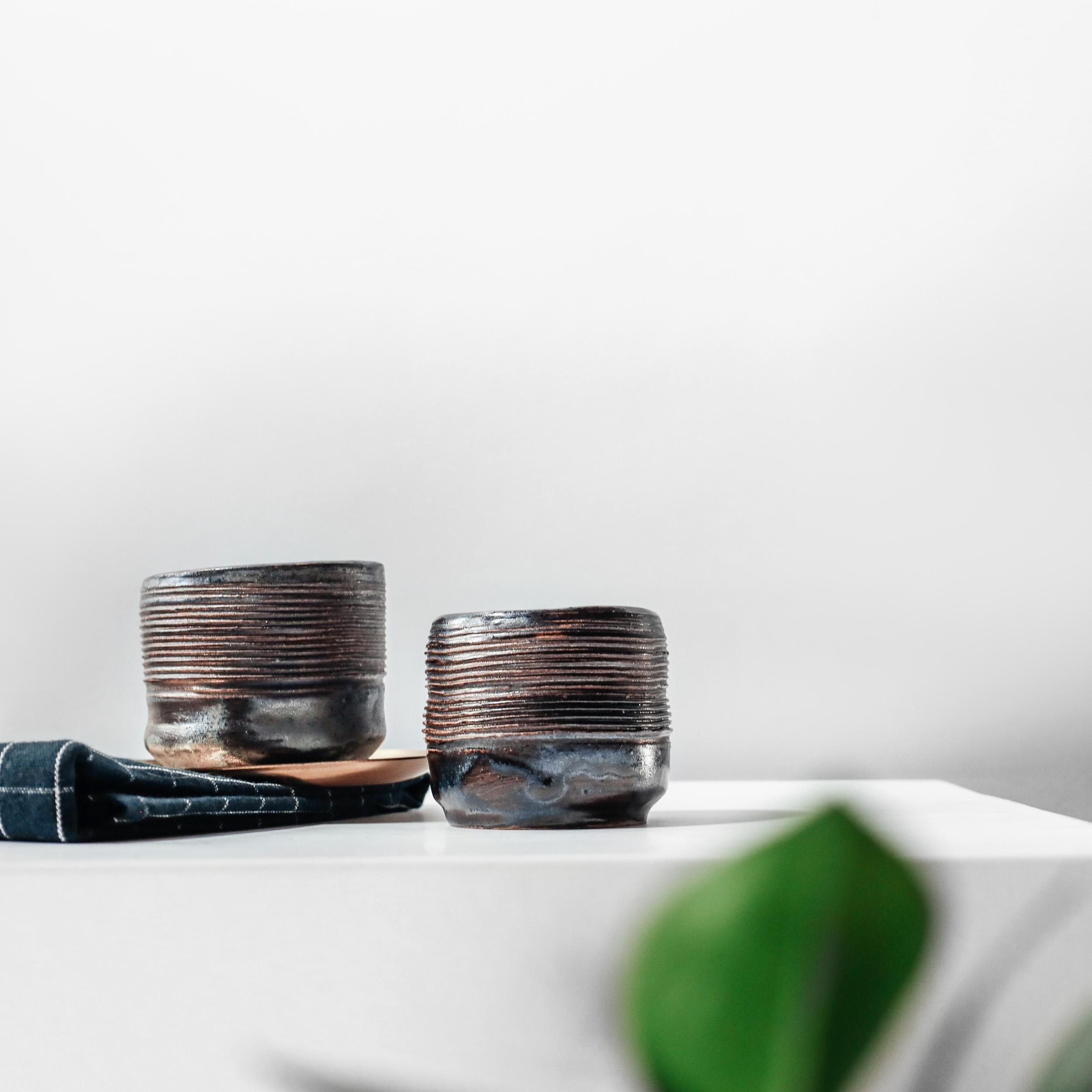 Чашка Обсидиан ручной работы 2 шт. (CUP-050)