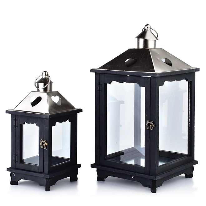 Комплект деревянных фонарей Levi Silver HTO1812 2 шт. (35256) - фото 1 Комплект деревянных фонарей Levi Silver HTO1812 2 шт. (35256) - фото 1