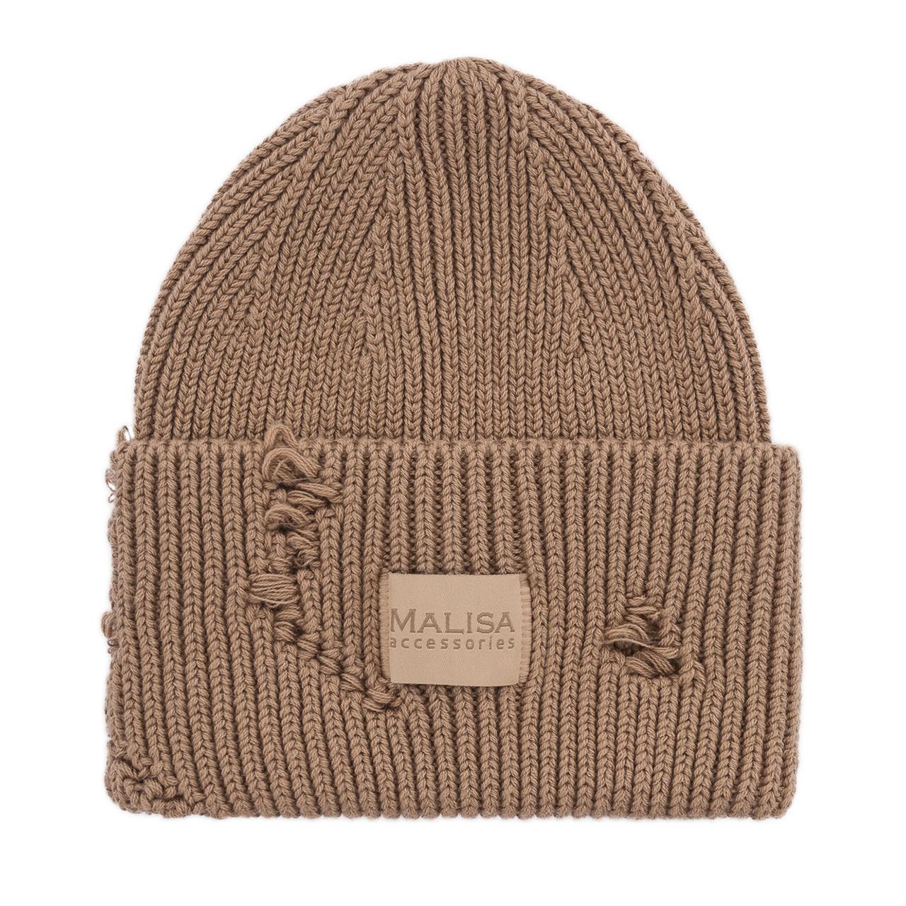 Шапка женская Malisa БРУНО без подкладки рваная с эмблемой на отвороте one size Ирис (253781) - фото 2