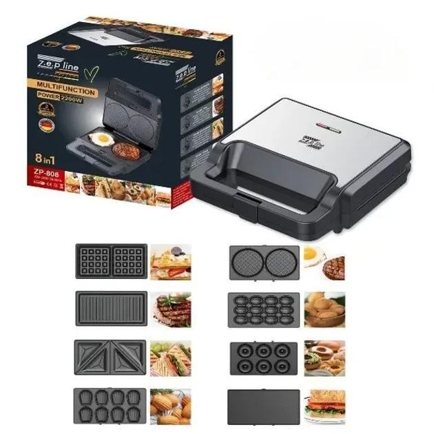 Вафельниця Zepline ZP-808 зі змінними пластинами 8в1 2200W (ZP-808) - фото 3