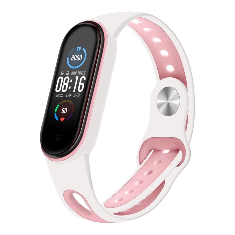 Ремешок Sport Style BeCover для Xiaomi Mi Smart Band 5/Mi Smart Band 6 White/Pink (705174) - фото 1