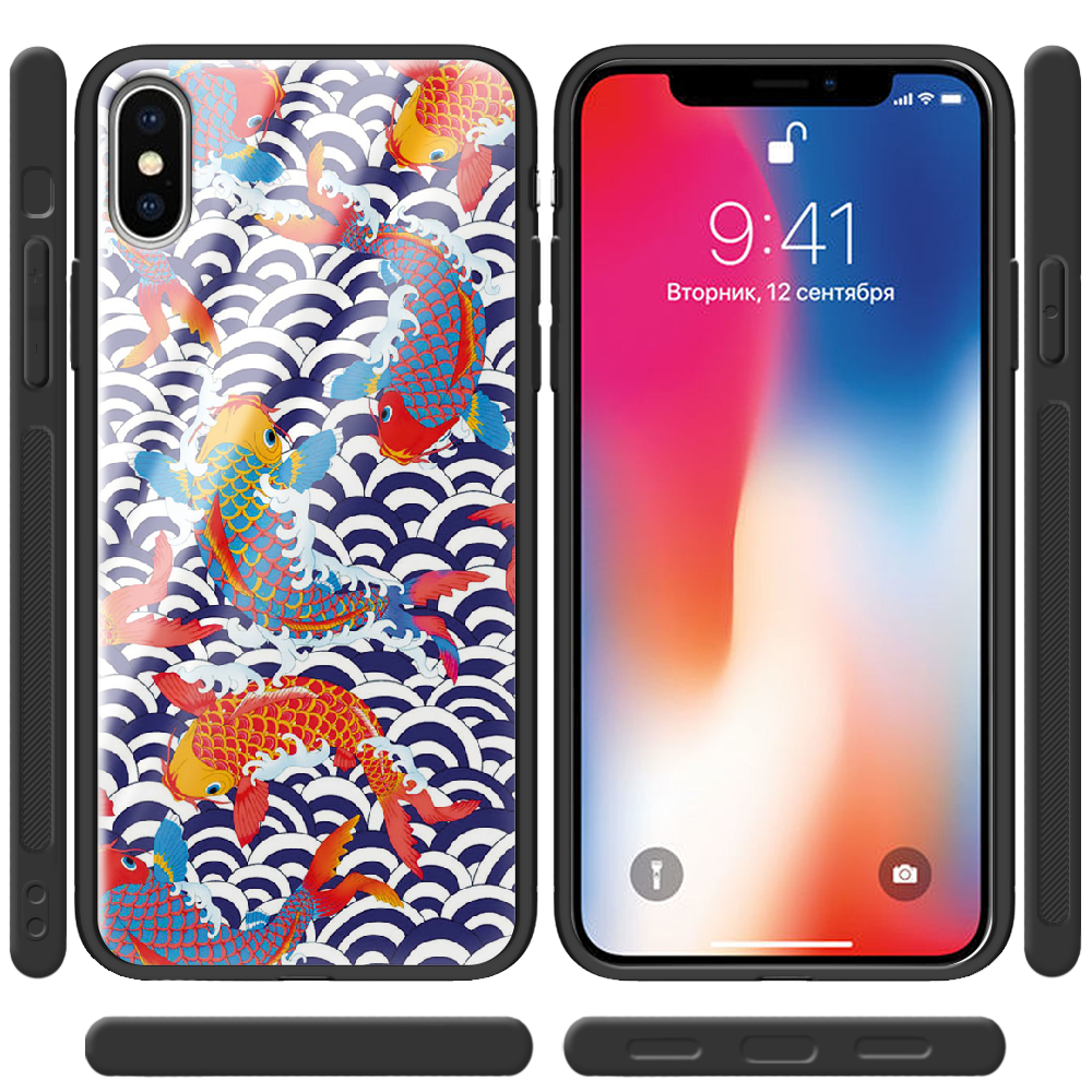 Чохол Boxface iPhone X Koi Fish Чорний силікон зі склом (32139-up2477-37734) - фото 2