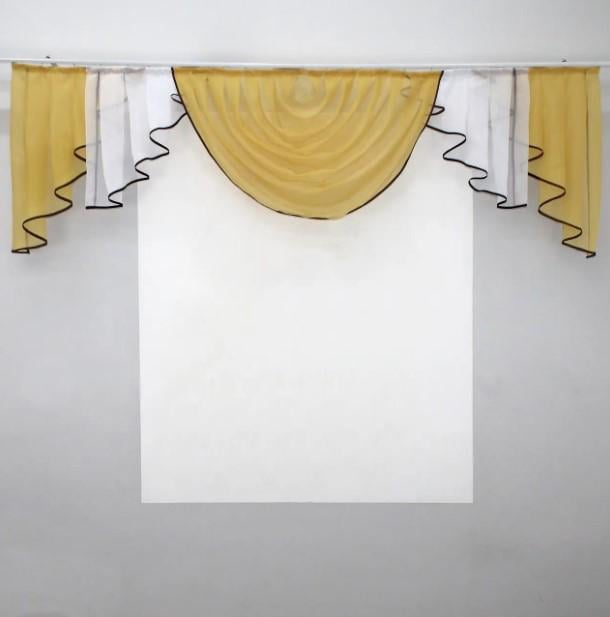 Ламбрекен шифон на карниз 2 м Золотистый/Белый (00л 59-025)