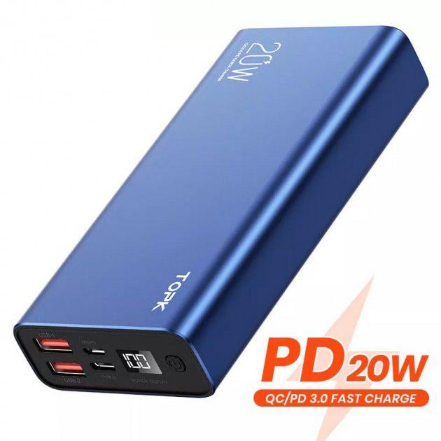 Повербанк Topk TKI2006P-BE20000 mAh QC3,0/PD 20W 2xUSB 1xType-C - фото 2