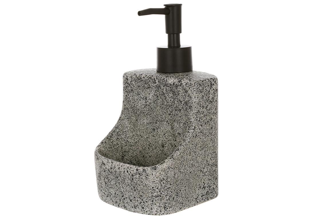 Диспенсер для жидкого мыла с местом для губки 400 мл Серый камень (851-333)