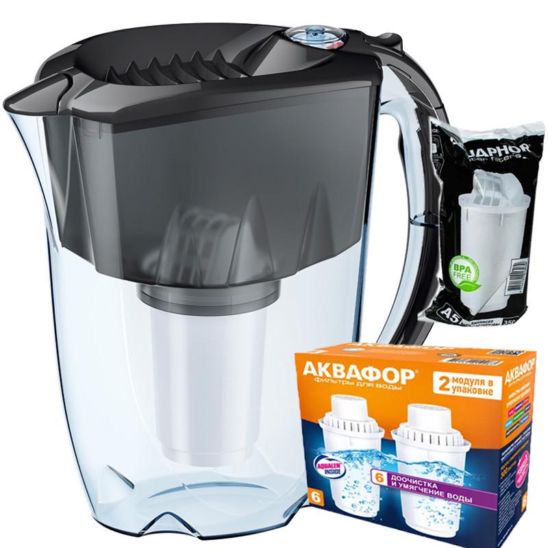 Фильтр-кувшин Аквафор Престиж А5 два модуля В6 Жесткость Черный (1860119561)