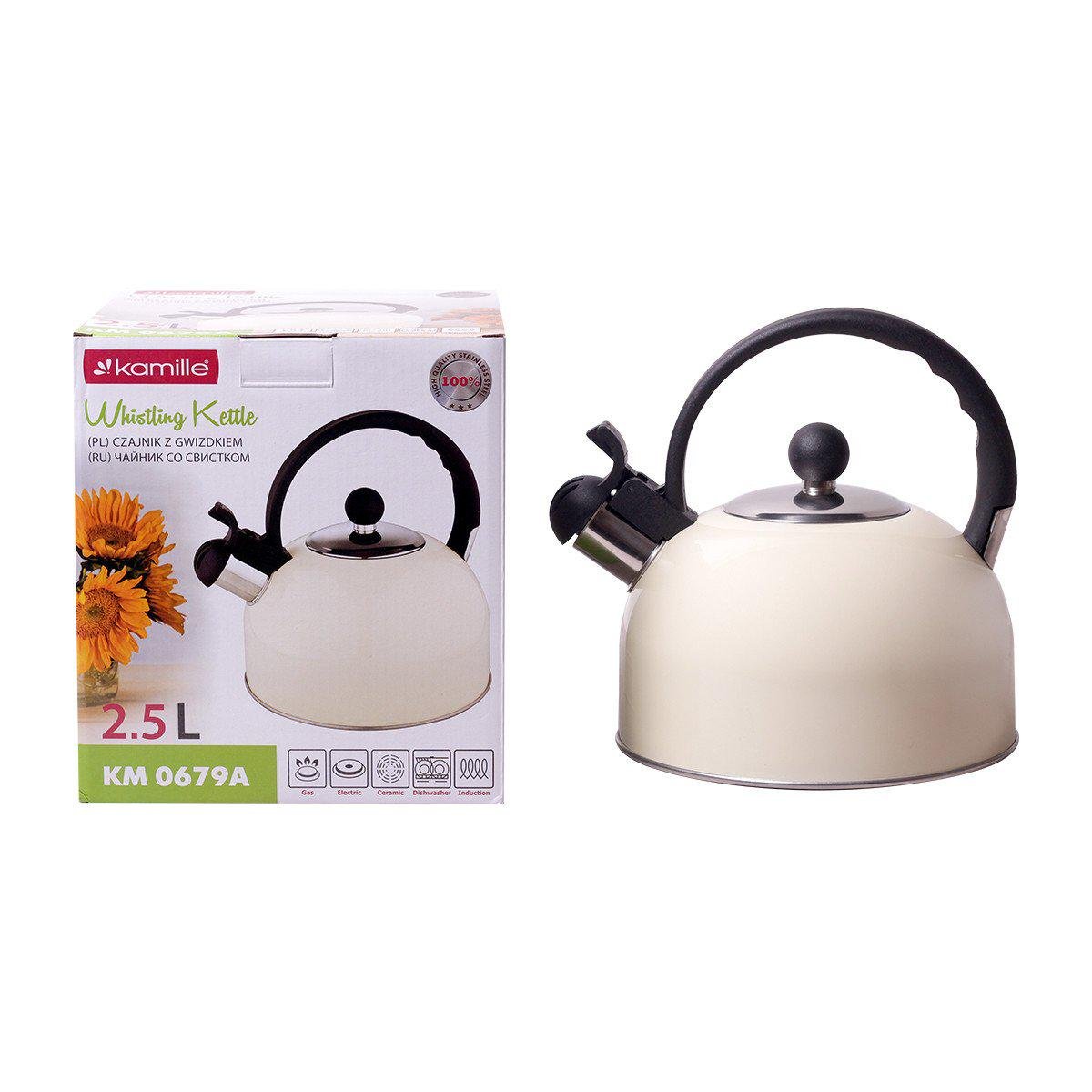 Чайник Kamille 2.5 л из нержавеющей стали Бежевый KM-0679ABS