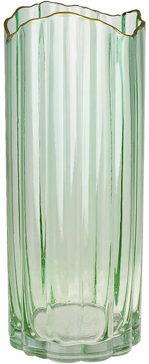 Ваза стеклянная Гетсби с золотой каймой 12х30 см Зеленый