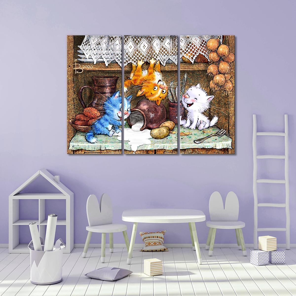 Модульная картина Шкодники 2 модуля 50x75 см