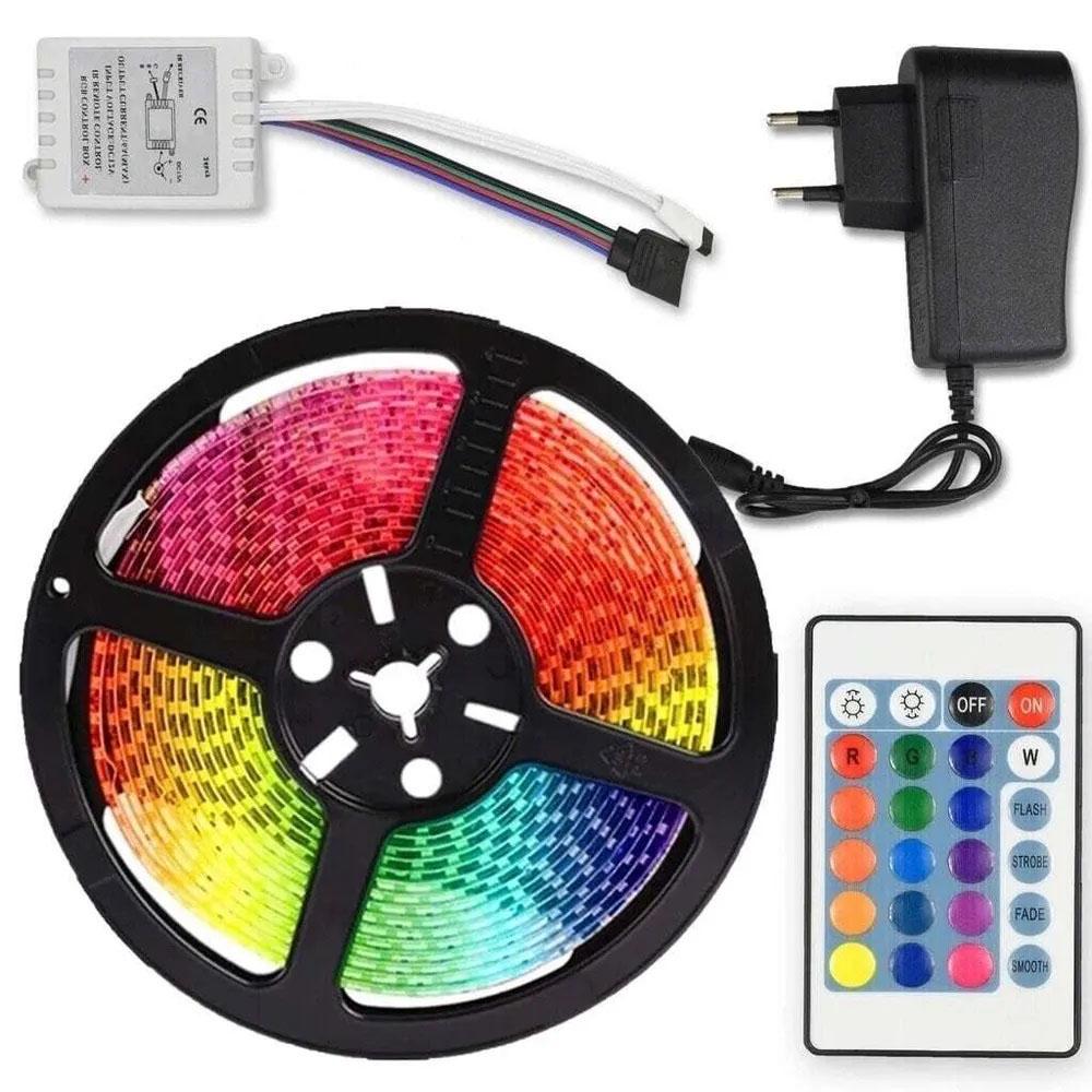 Светодиодная лента SMD 5050 RGB IP65 с пультом и блоком питания USB 5 м (ws26826)