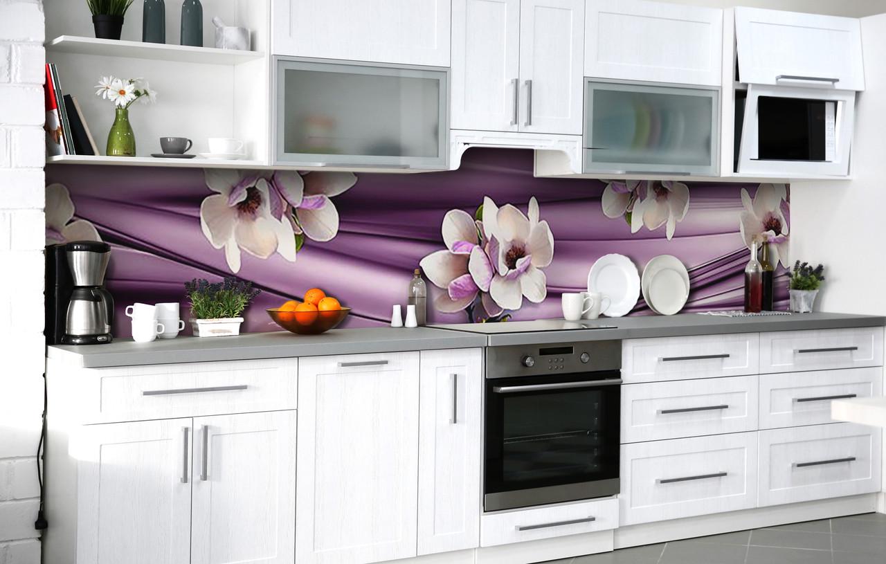 Кухонный фартук Крупные Магнолии/Шелк виниловый самоклеющийся 650х2500 мм Фиолетовый Кухонный фартук Крупные Магнолии/Шелк виниловый самоклеющийся 650х2500 мм Фиолетовый