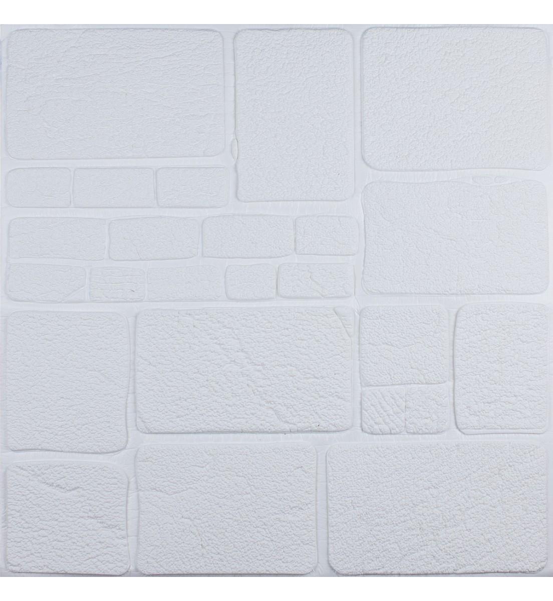 Панель самоклеюча декоративна 3D Камінь 700x700x6 мм Білий (209)