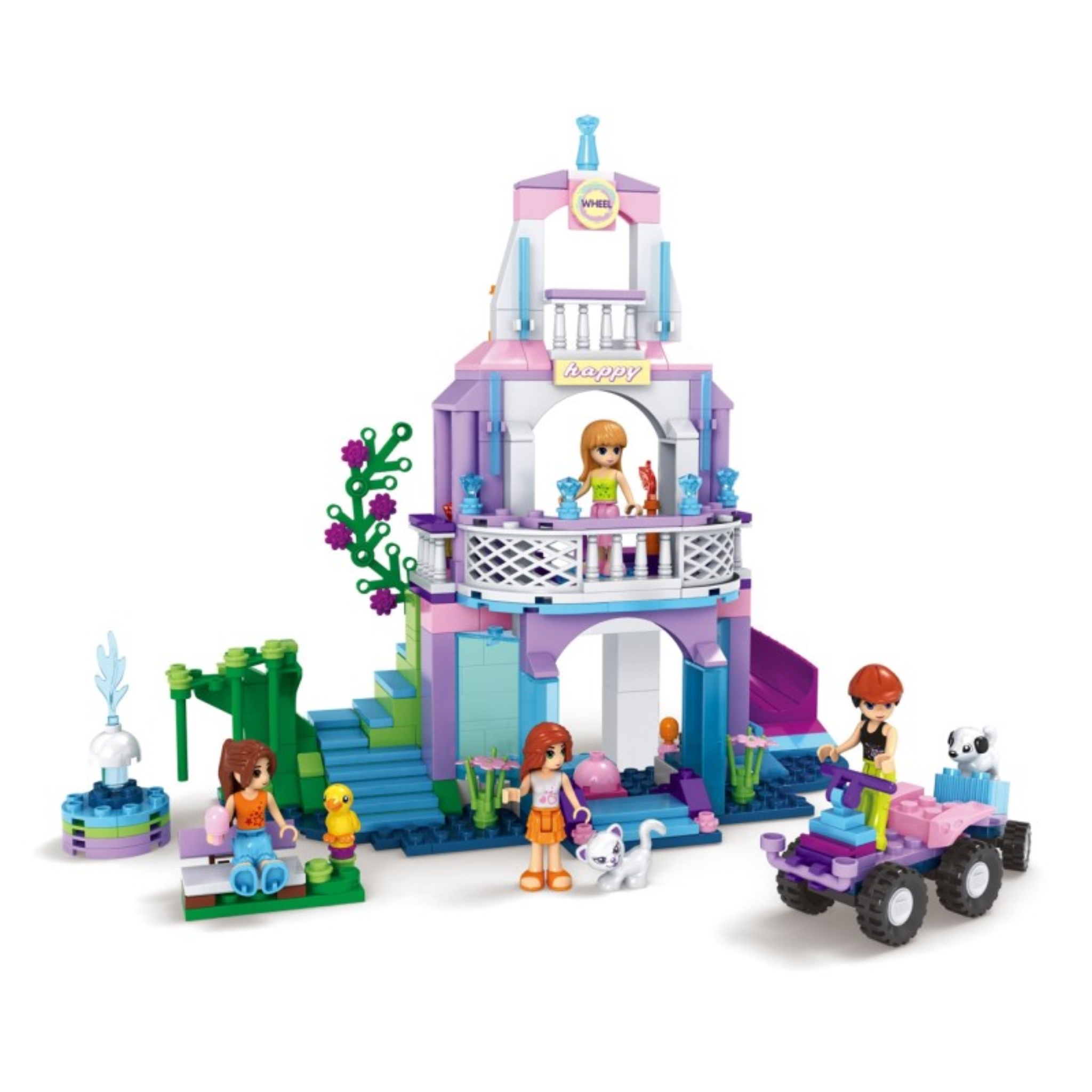 Конструктор Ausini Fashion Girls замок с фигурками 371 деталь Розовый (24714)