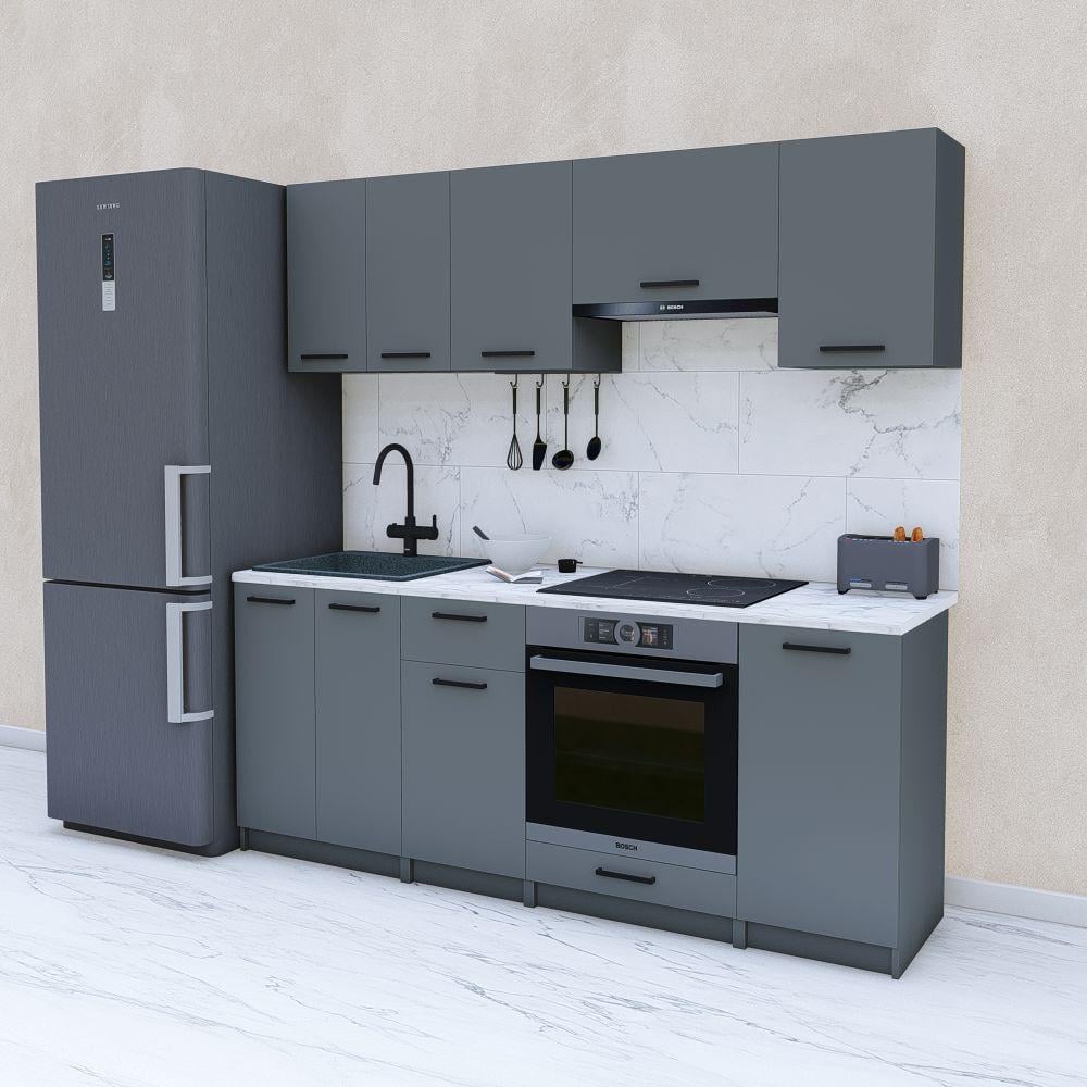 Кухня модульна готова 2 м 200 см Графіт (МП39б) - фото 1 Кухня модульна готова 2 м 200 см Графіт (МП39б) - фото 1