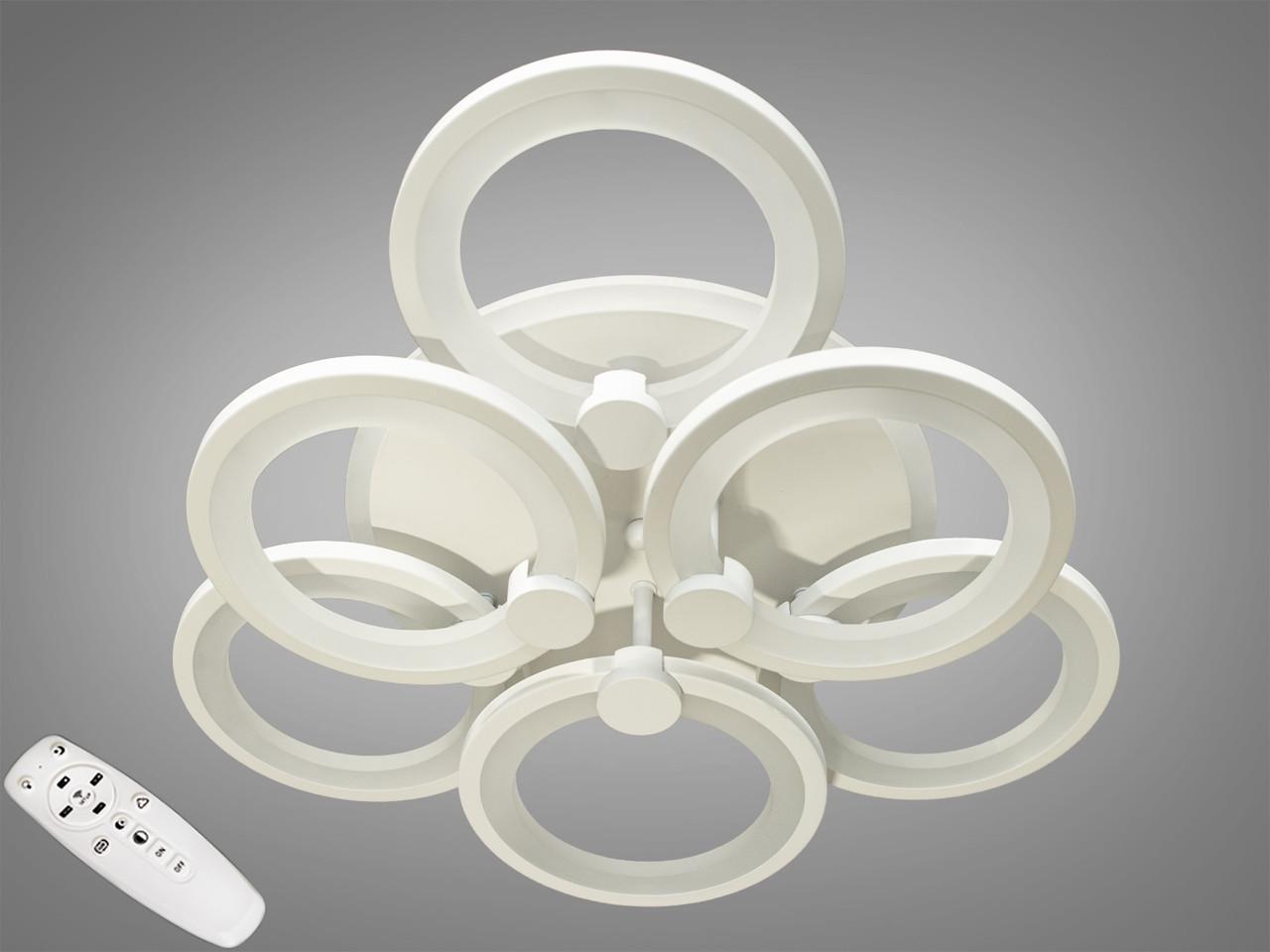 Люстра LED с димером/подсветкой/пультом 85 Вт Белый (8022/3+3WH 3col dim)