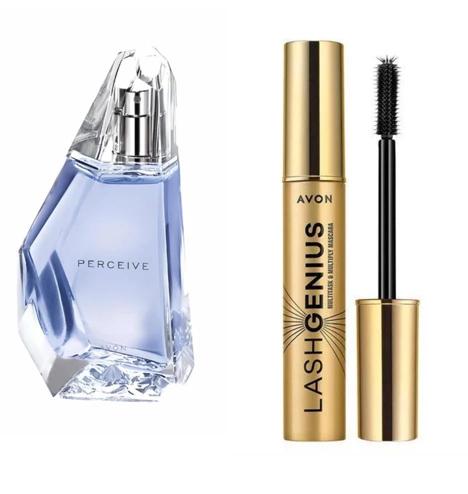 Набір парфумований жіночий вода Avon Perceive 50 мл/Туш для вій Avon True One Lash Genius Mascara 5в1 10 мл Чорний