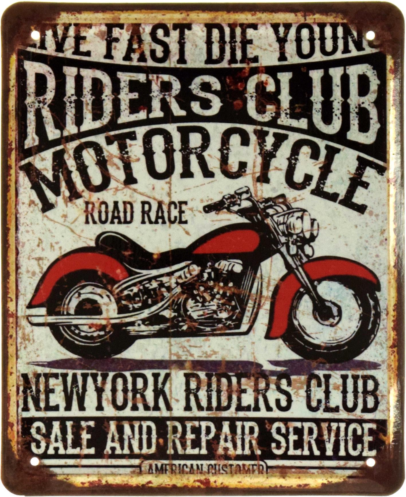 Табличка металева Мотогонки/Motorcycle Road Race Riders Club 18x22 см