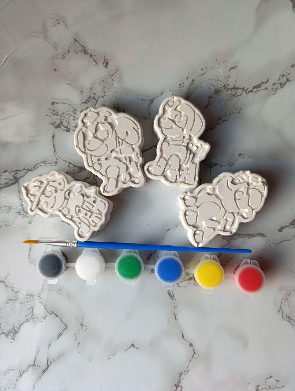 Набір гіпсових 3D розмальовок Собачки з фарбами і кісточкою - фото 5 Набір гіпсових 3D розмальовок Собачки з фарбами і кісточкою - фото 5