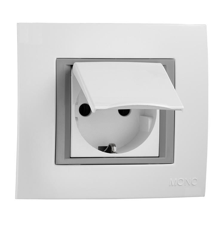 Розетка 1-ная с крышкой и заземлением Mono Electric MONTE Белый (105-010107-118)