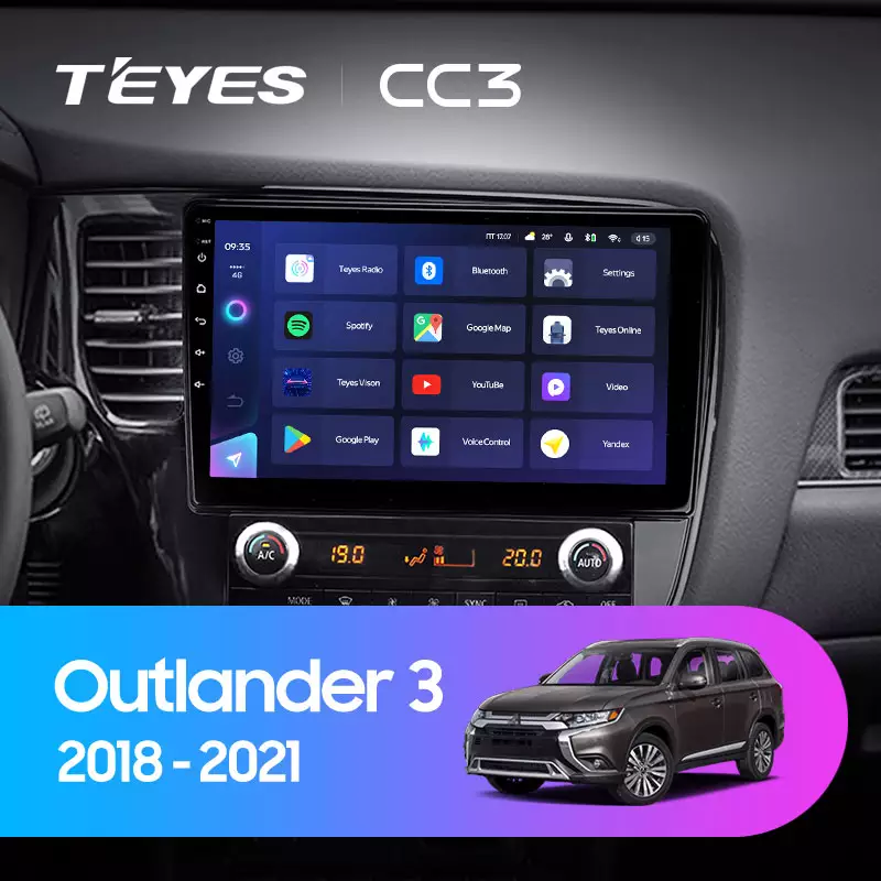 Автомагнітола штатна Teyes CC3 для Mitsubishi Outlander 3 2018-2021 Android CC3 3+32G Wi-Fi+4G Комплектацiя B (1654658901) - фото 3