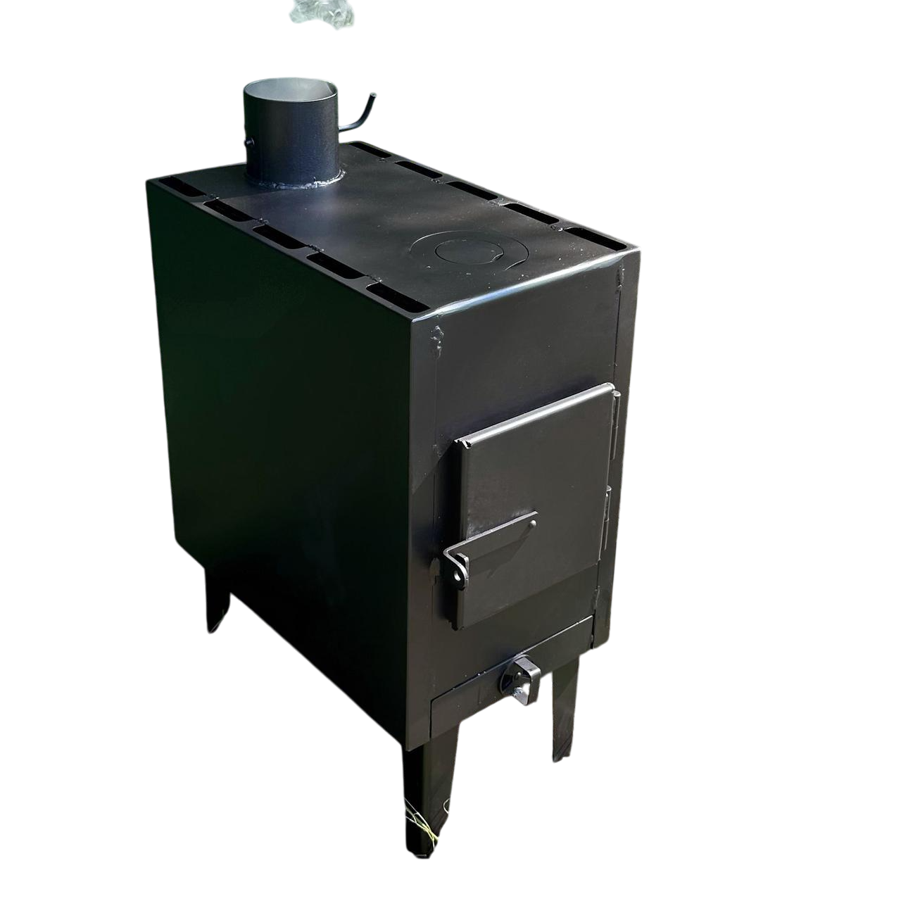 Буржуйка отапливаемая на дровах с плитой и радиатором 7 кВт 4 мм.