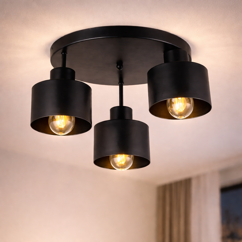 Люстра Valeso с круглыми плафонами под три лампы Е27 Черный (G 07522/3 Matte Black)