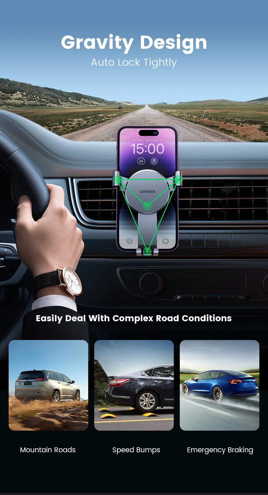 Держатель автомобильный UGREEN с крючком 360° Черный (15223) - фото 13