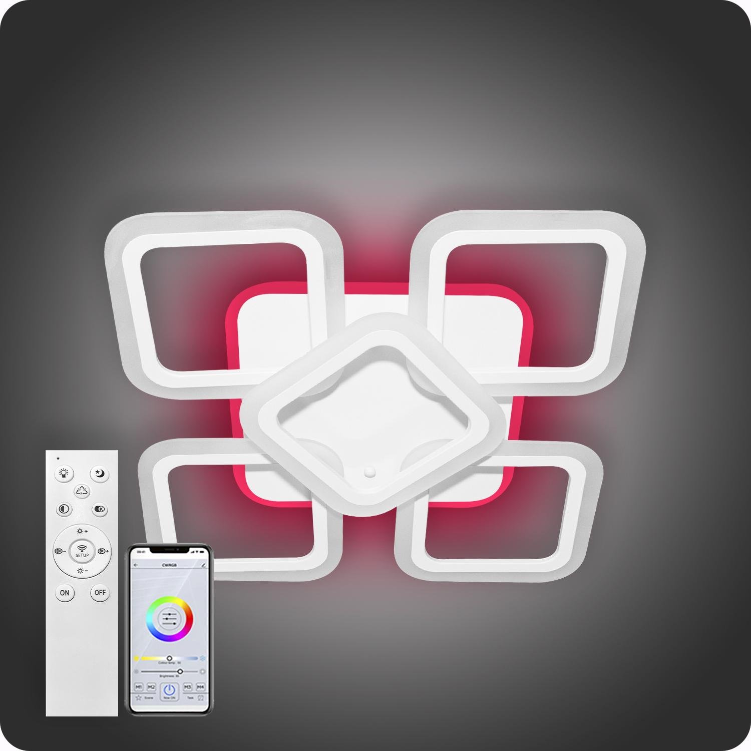 Люстра світлодіодна 517 Light 3color з пультом 90 Вт Білий (01844) - фото 4 Люстра світлодіодна 517 Light 3color з пультом 90 Вт Білий (01844) - фото 4