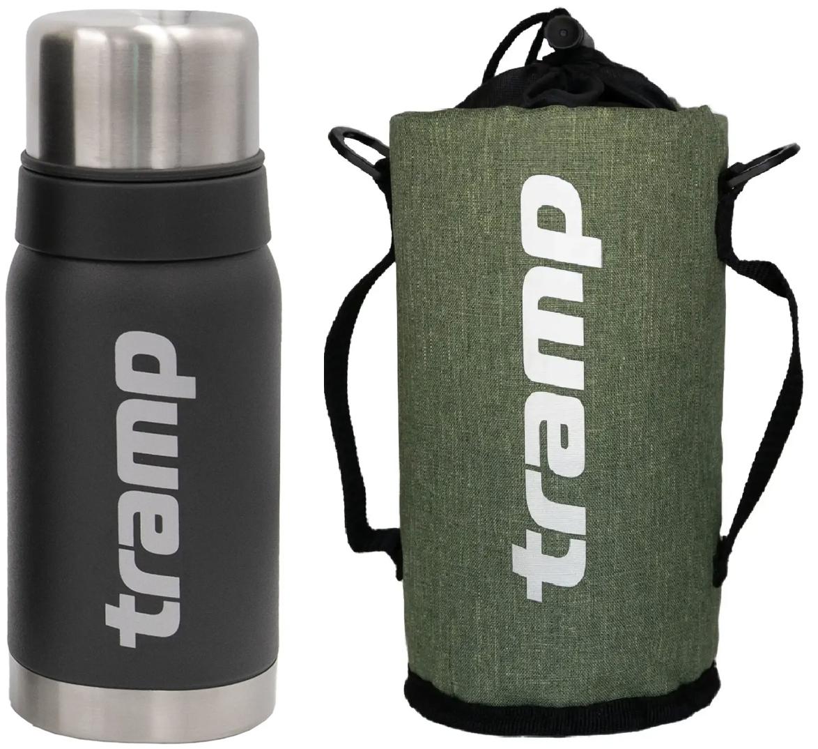 Комплект термос/термочехол для напитков Tramp expeditio из нержавеющей стали держит 24 ч. 0,5 л (TRC-030-grey)