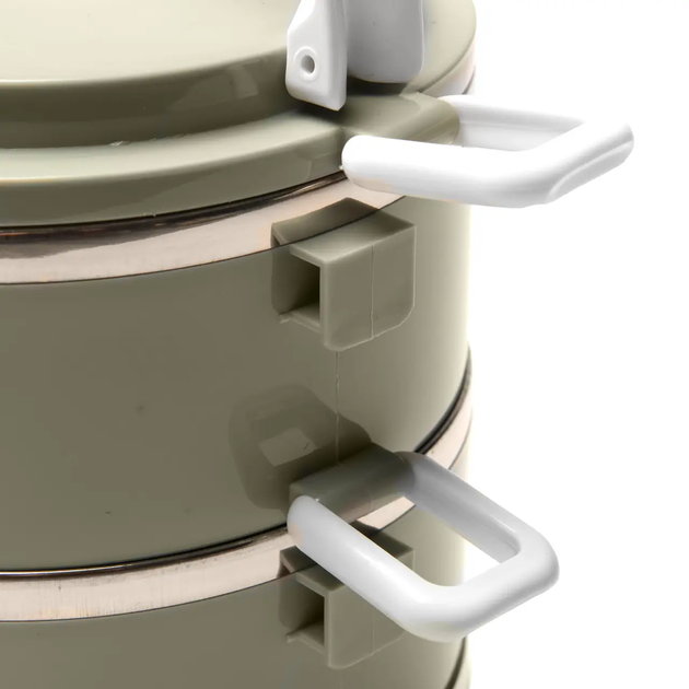 Ланч-бокс Supretto трисекційний круглий із нержавіючої сталі з кришкою 1500 мл (6-18-Jam7376) - фото 2 Ланч-бокс Supretto трисекційний круглий із нержавіючої сталі з кришкою 1500 мл (6-18-Jam7376) - фото 2