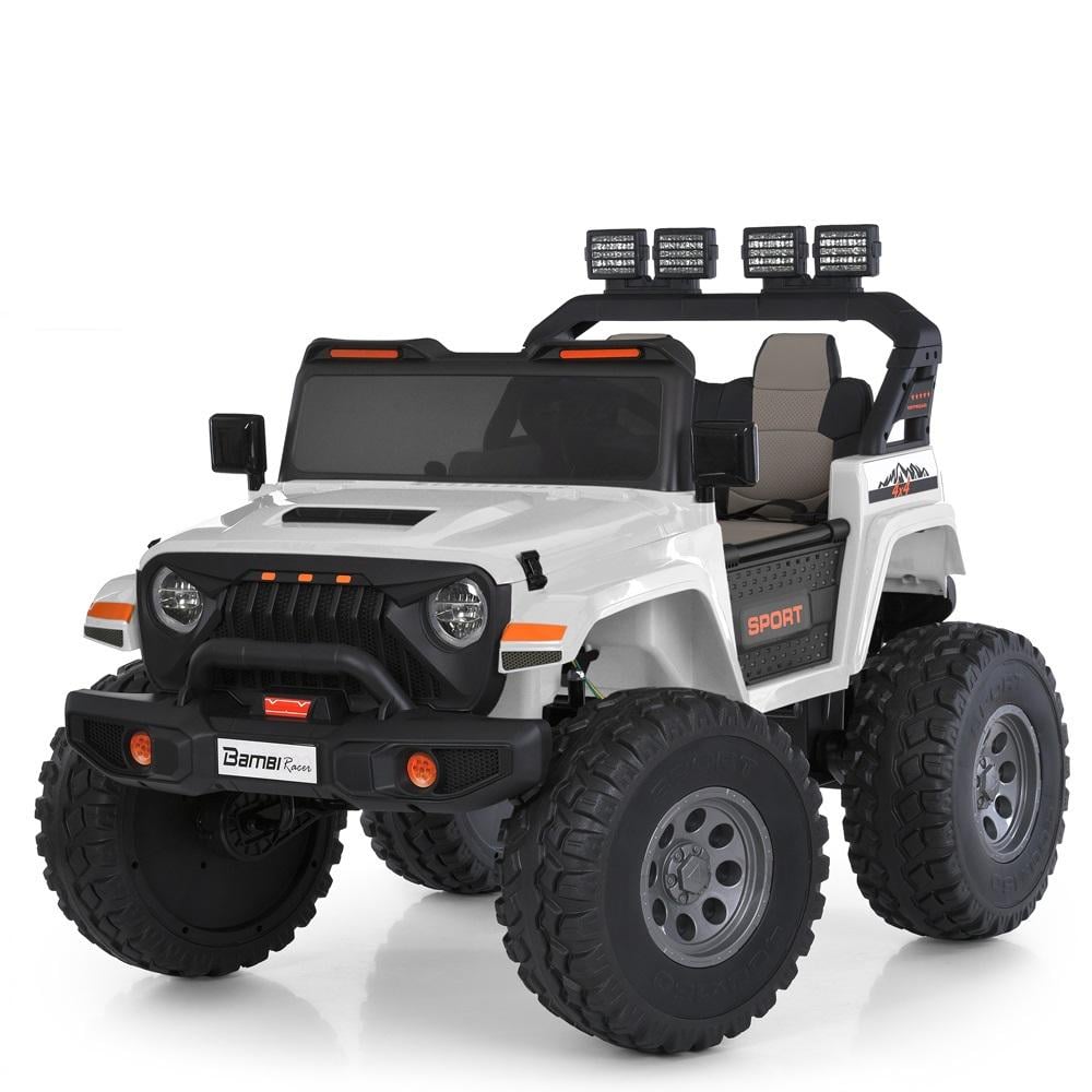 Детский электромобиль двухместный Bambi Jeep M 6204EBLR 4W Белый
